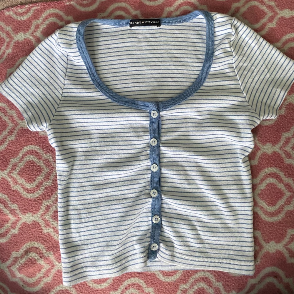 Brandy Melville Blue Striped Zelly Crop Top
